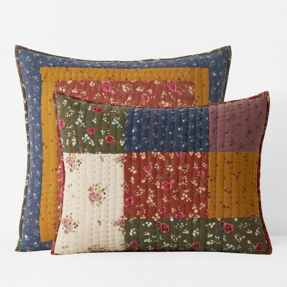 The Company Store Autumn Floral Handcrafted Patchwork Sham- Standard - Picture 2 of 6